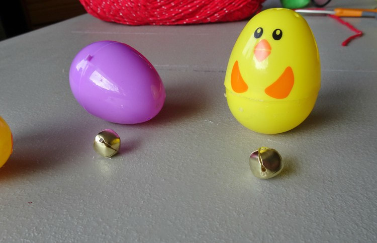 bells in easter eggs cat toy idea 