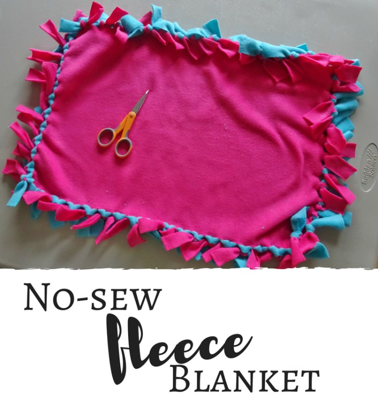 No-sew fleece tie blanket with less bulky knots - great idea for gifts or donating projects!